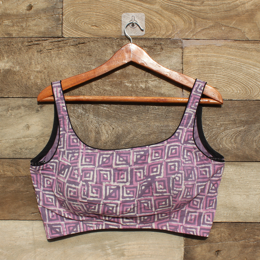 Mauve  Ajrakh Handblock printed Blouse