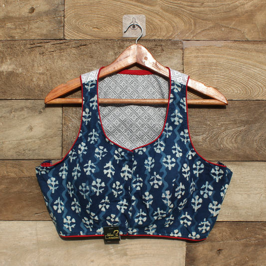 Blue  Ajrakh  Sando Patterned Blouse