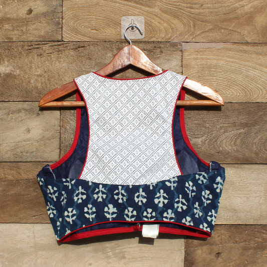 Blue  Ajrakh  Sando Patterned Blouse