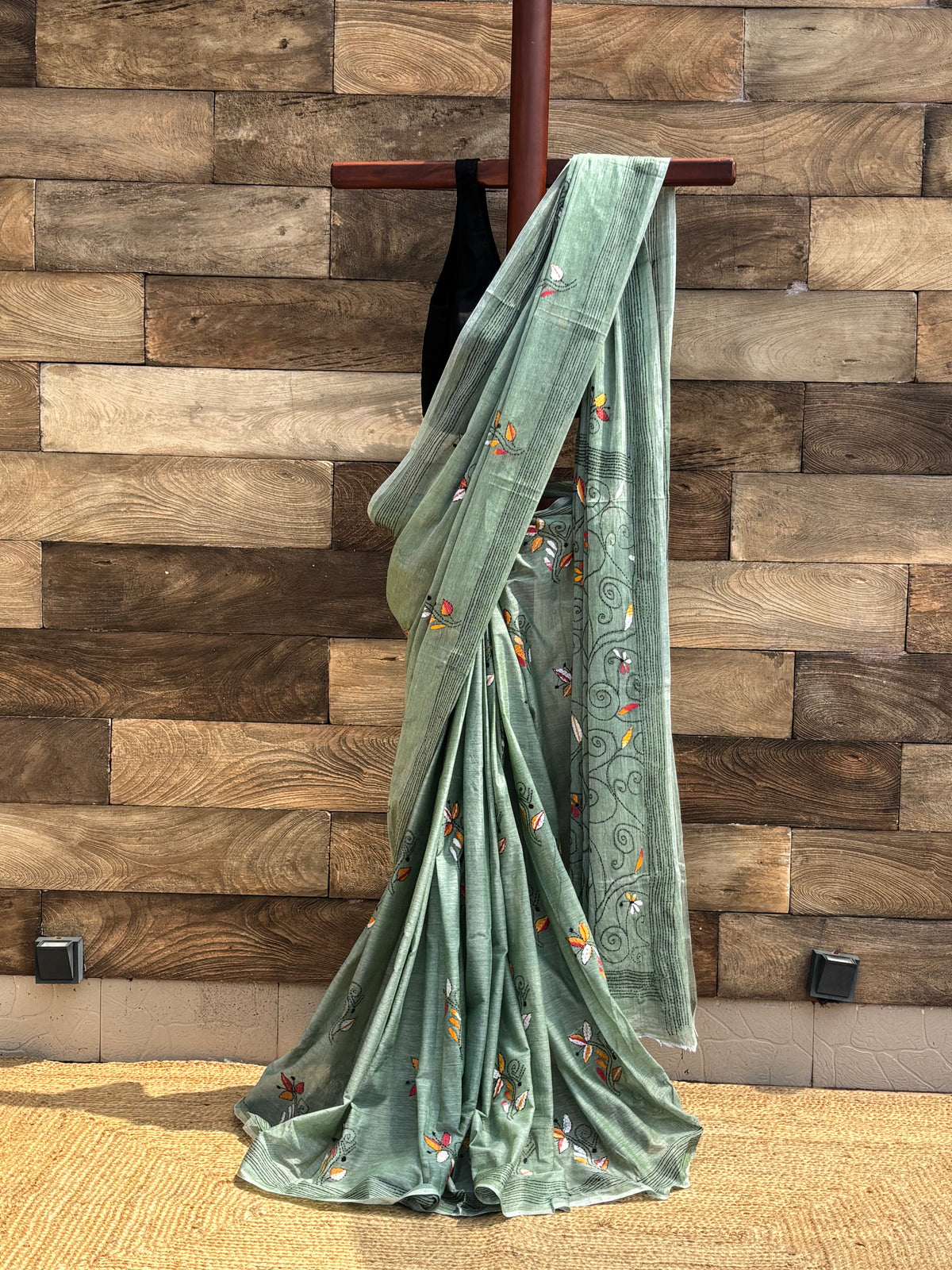 Pure Cotton Handcrafted Kantha Stich Saree 1