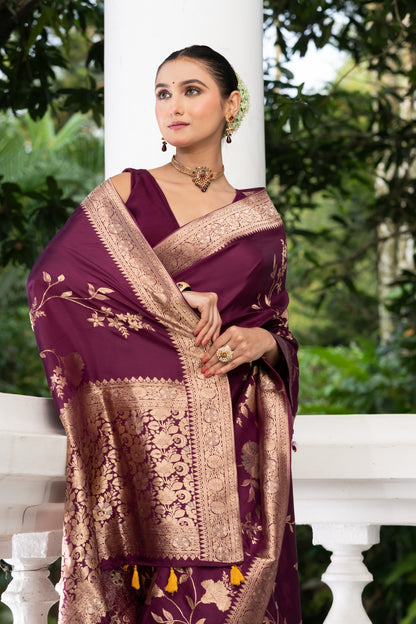 Satin crape Banarasi saree