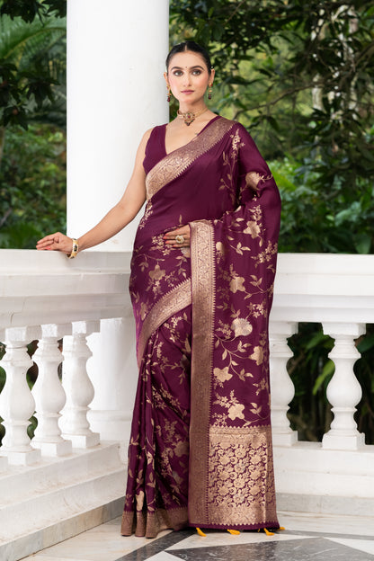 Satin crape Banarasi saree