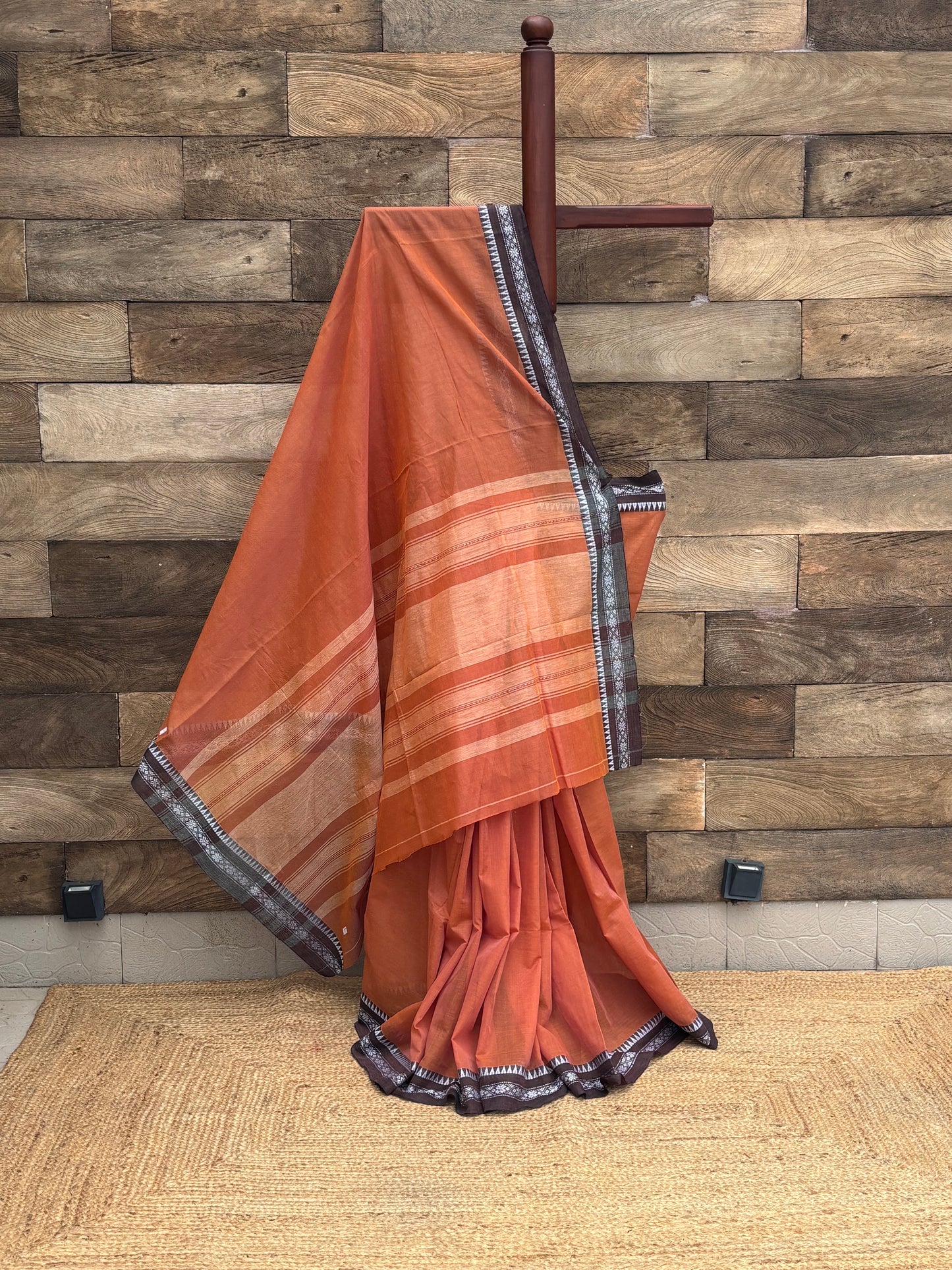 Rust - Dhonekhali Pure Cotton Saree