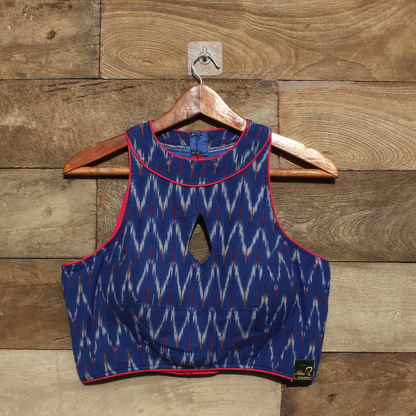 Blue ikkat  halter Blouse