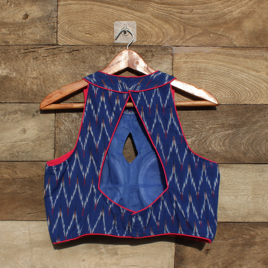 Blue ikkat  halter Blouse
