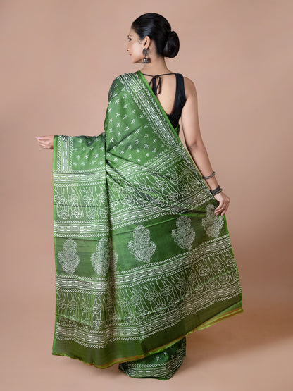 Green Murshidabad Silk Saree