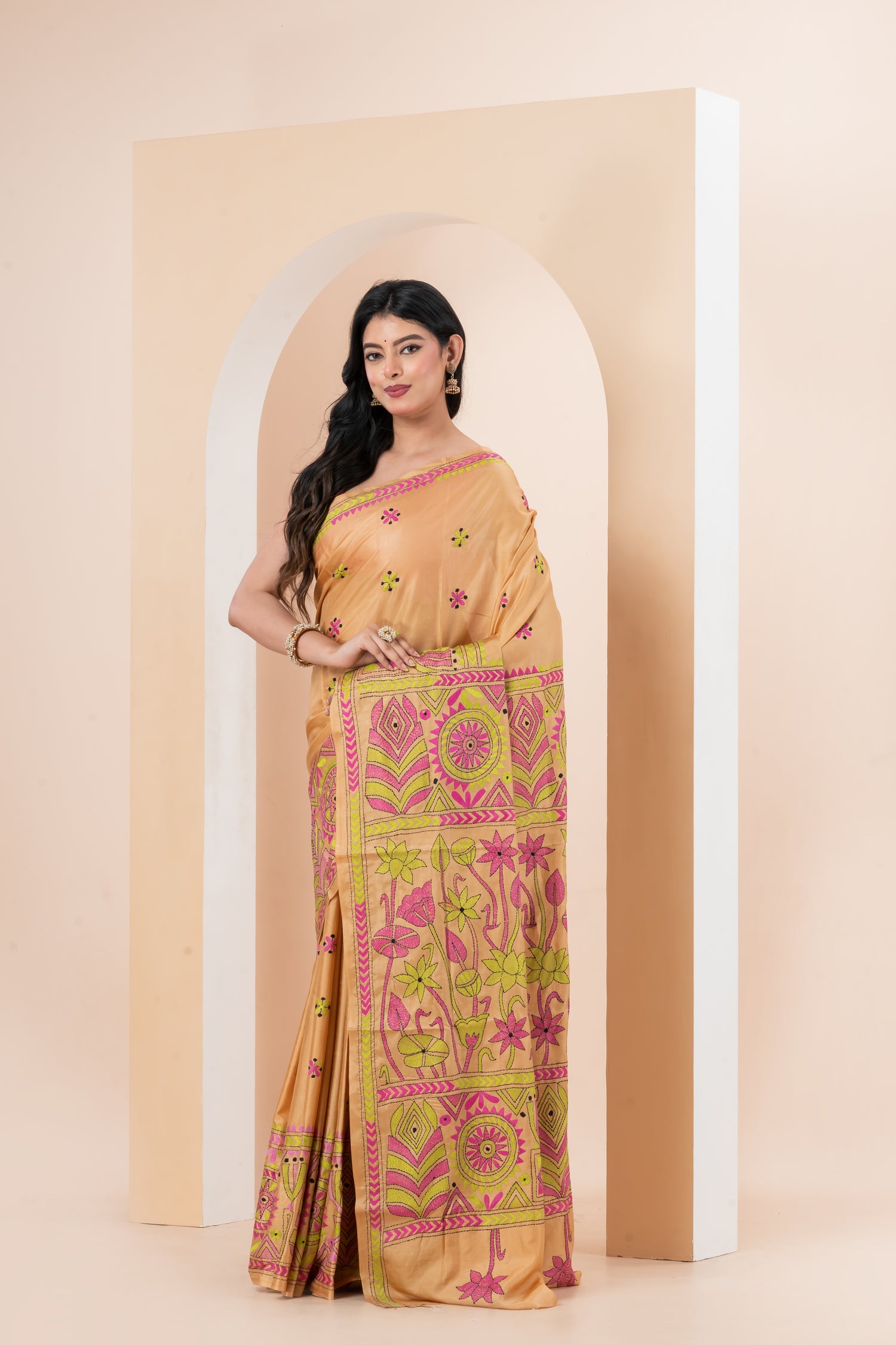 Kantha Stitch saree