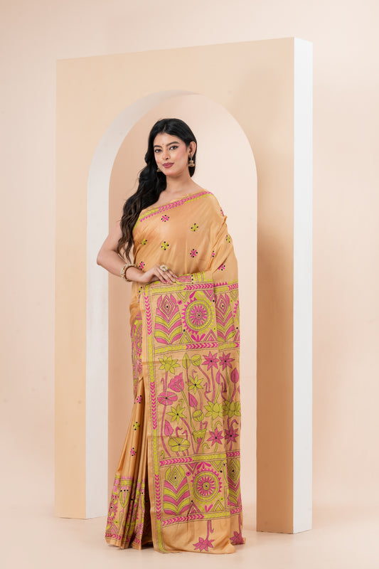 Kantha Stitch saree