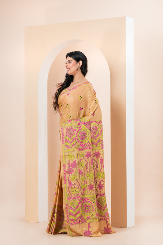 Kantha Stitch saree