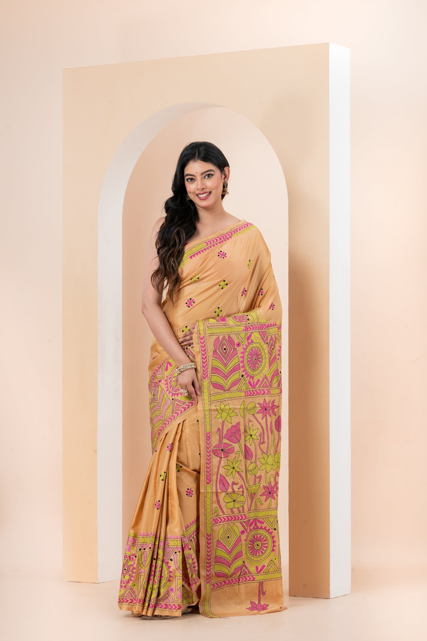Kantha Stitch saree