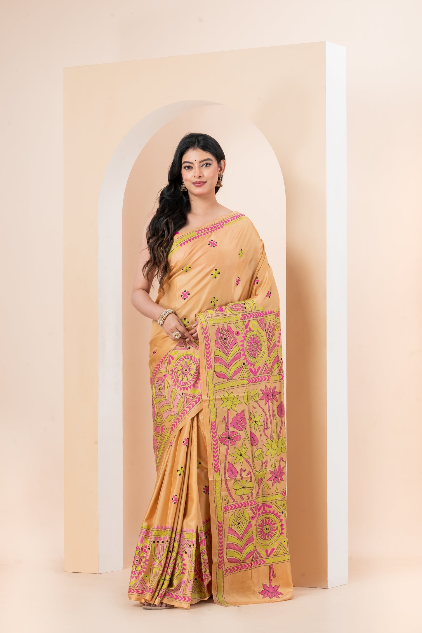 Kantha Stitch saree