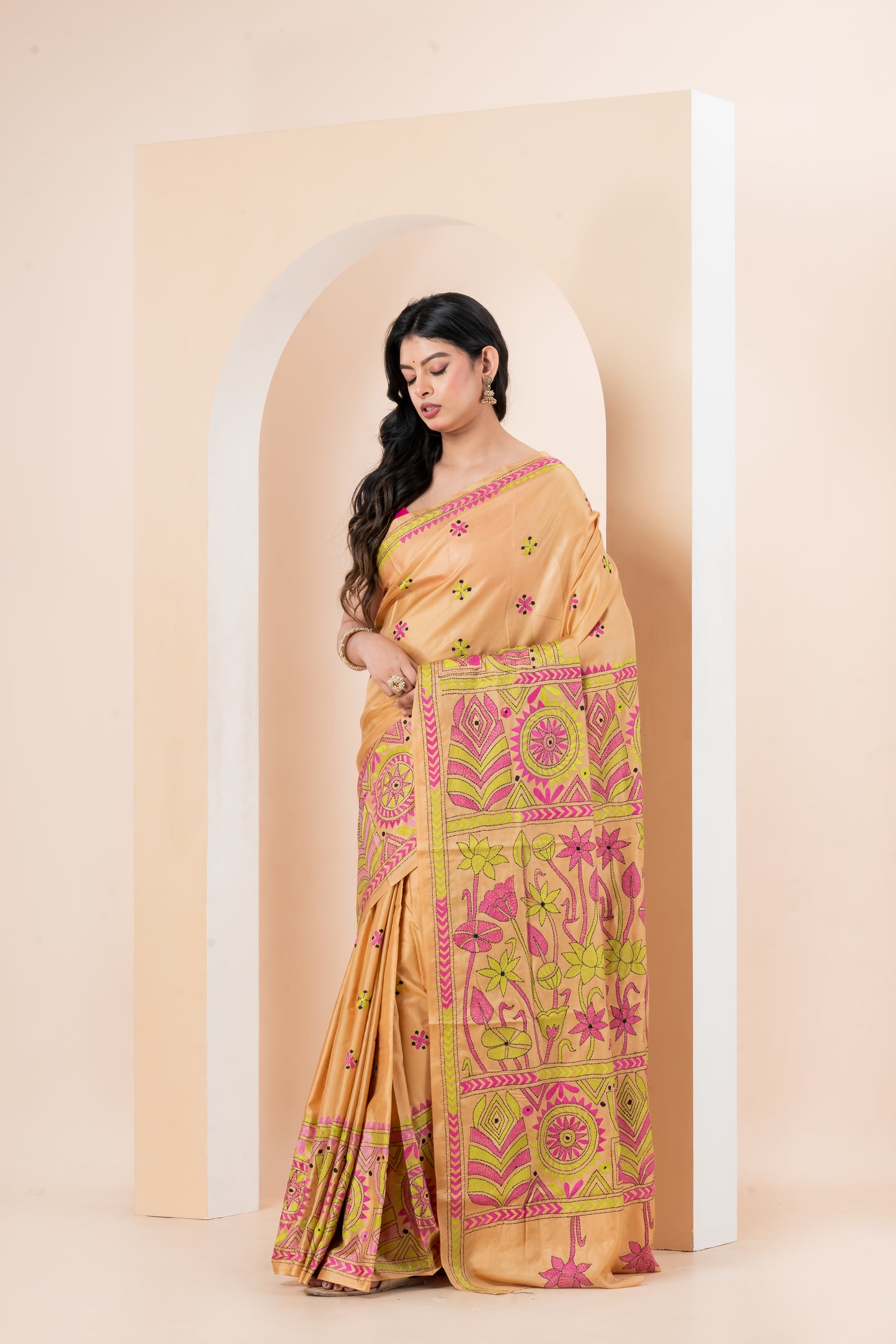 Kantha Stitch saree
