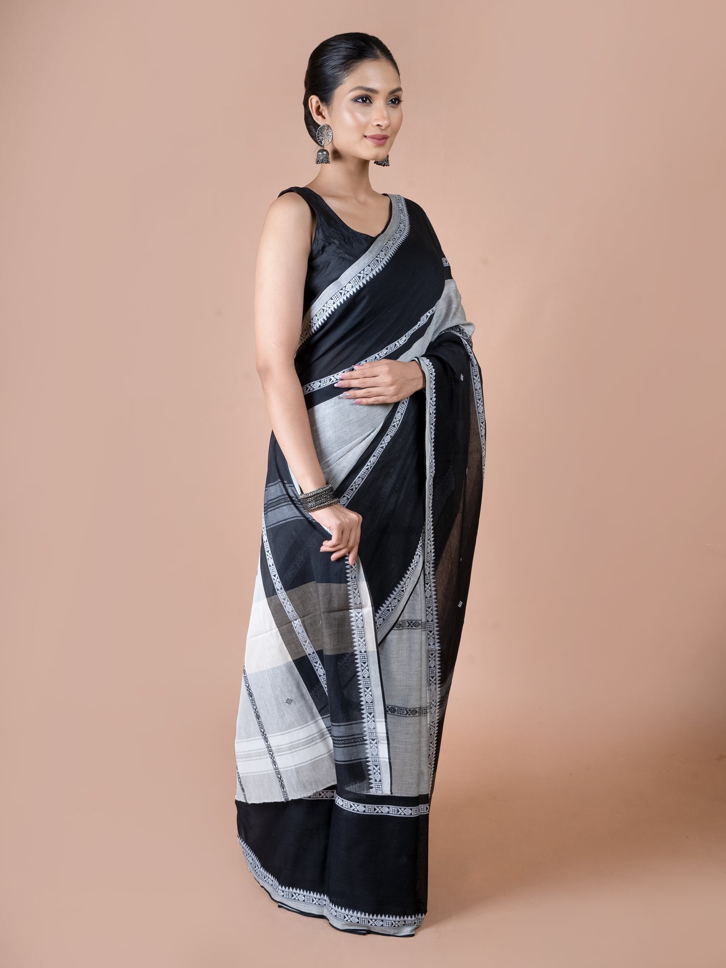 Charcoal Dhonekhali Cotton Saree