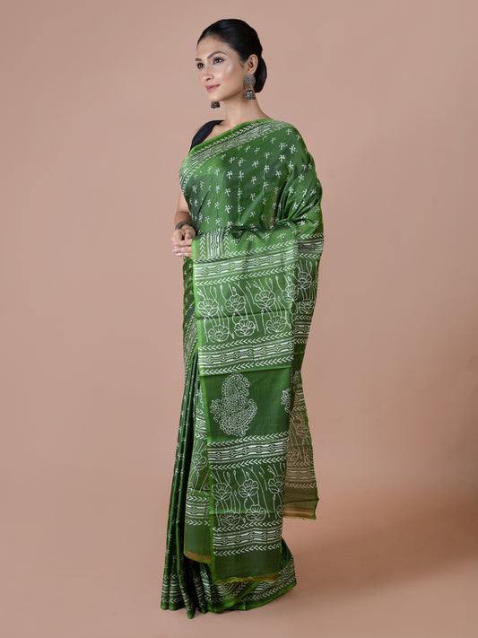 Green Murshidabad Silk Saree