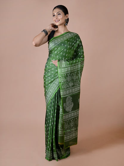 Green Murshidabad Silk Saree