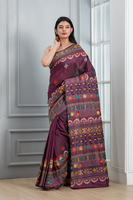Hand Kantha Stitch Saree