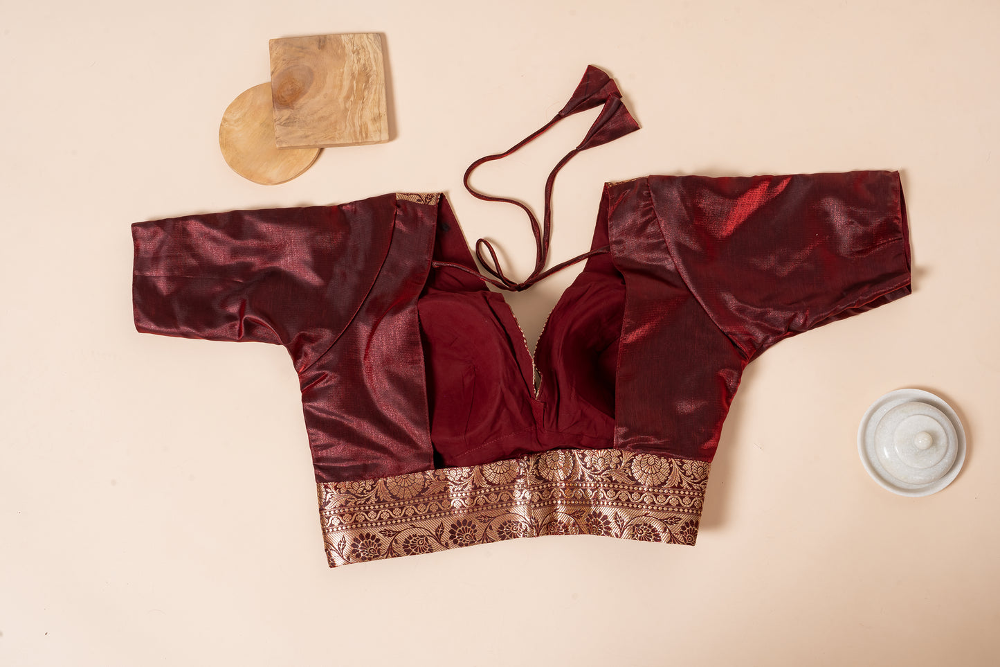 Pakhna maroon Banarasi border blouse
