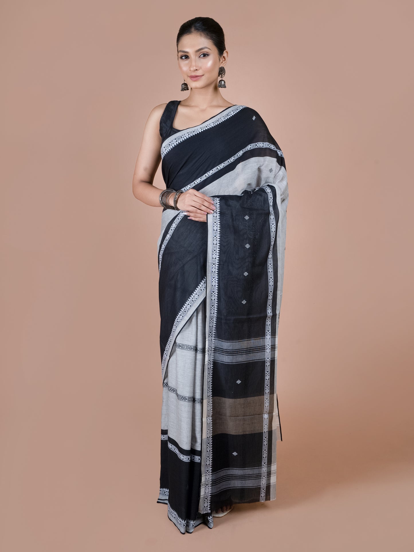 Charcoal Dhonekhali Cotton Saree