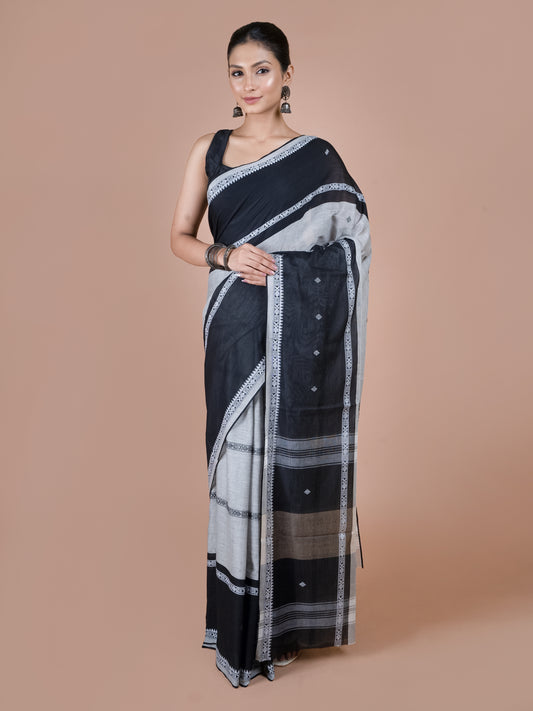 Charcoal Dhonekhali Cotton Saree