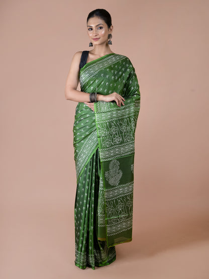 Green Murshidabad Silk Saree