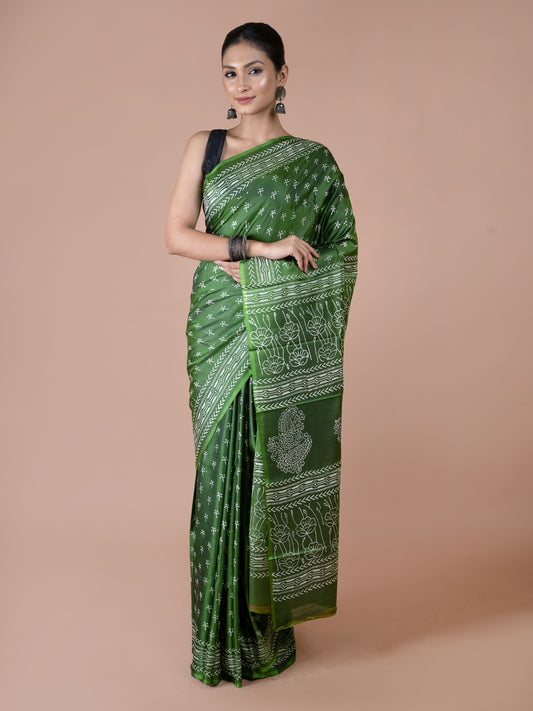 Green Murshidabad Silk Saree