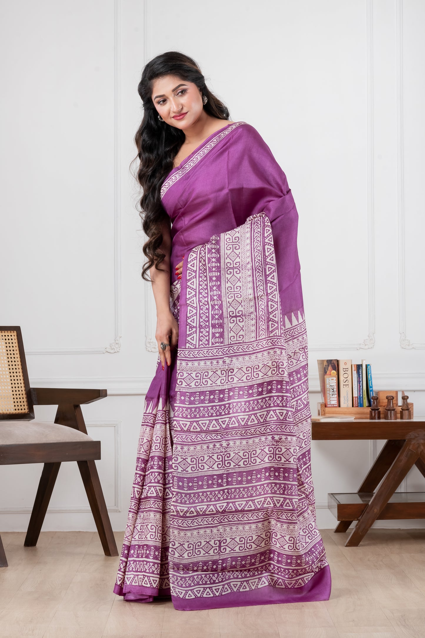 Purple Pure Tussar Saree
