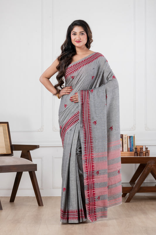 Grey -  Dhonekali Handloom Cotton Saree