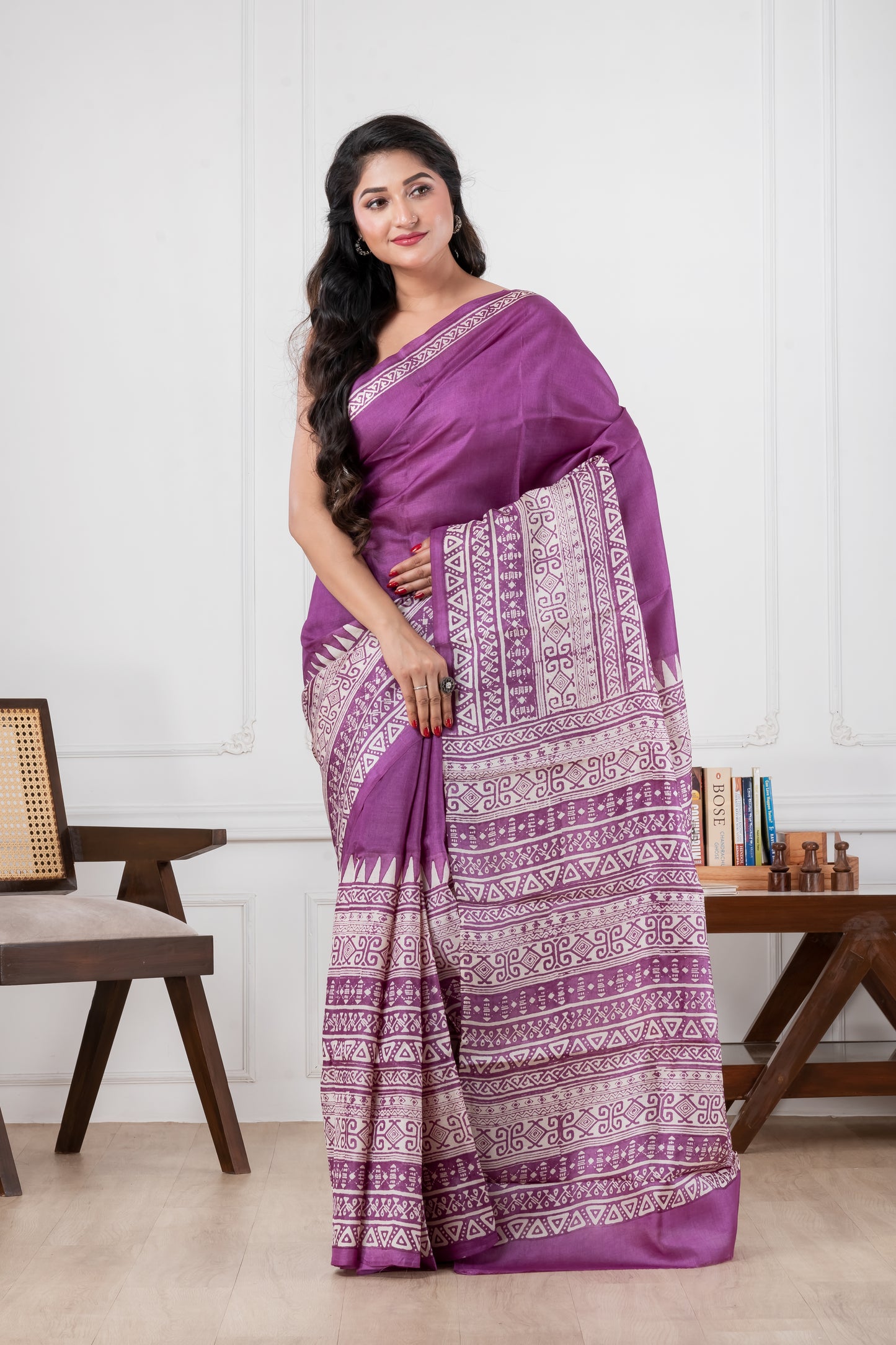 Purple Pure Tussar Saree