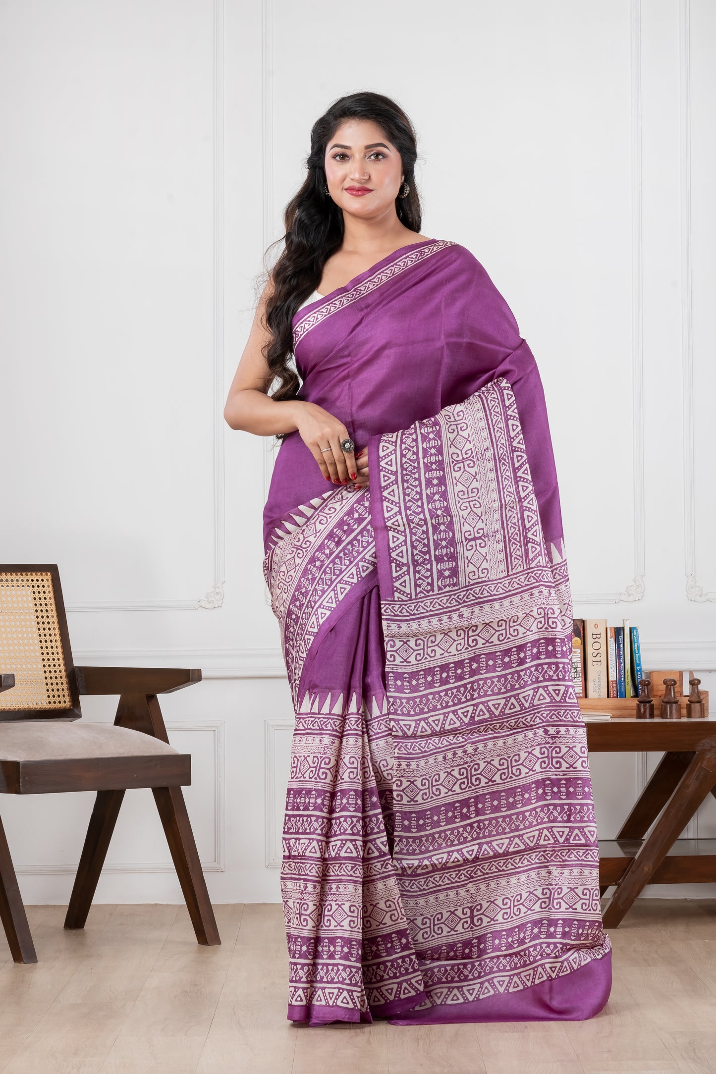 Purple Pure Tussar Saree