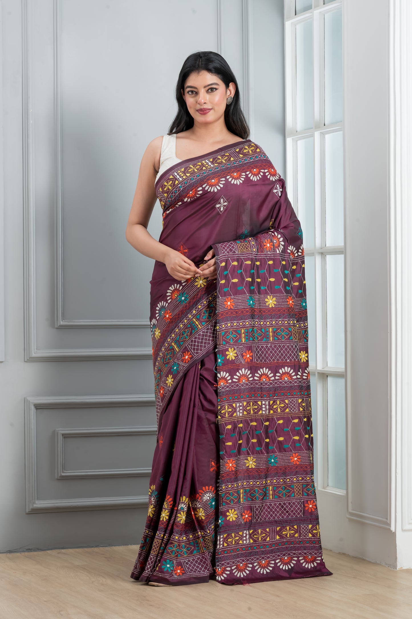 Hand Kantha Stitch Saree