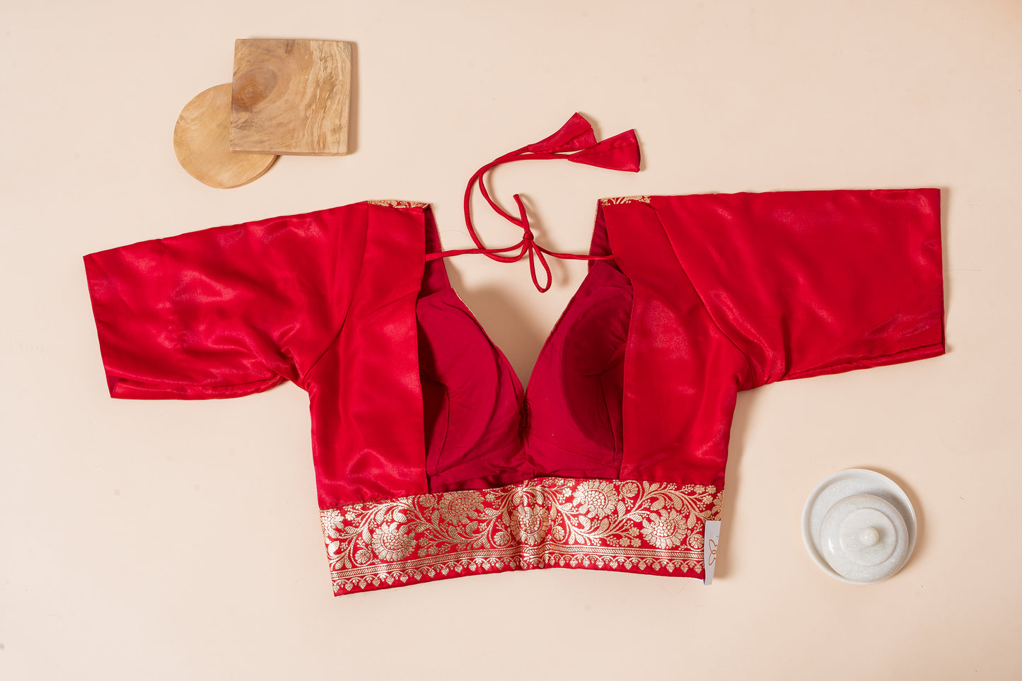 Pakhna red Banarasi border blouse