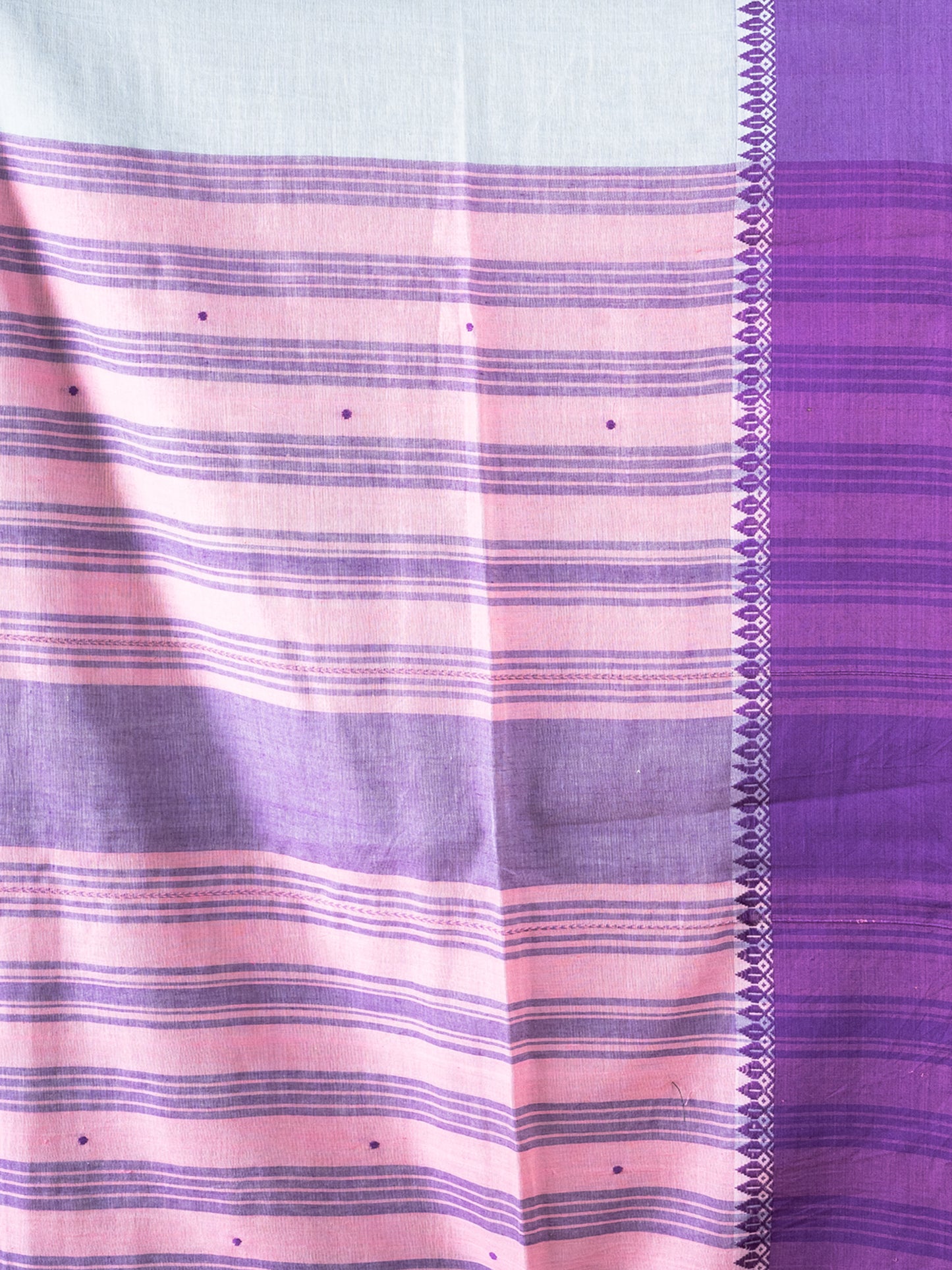 Grey and Mauve Handwoven Dhanekhali Cotton Saree