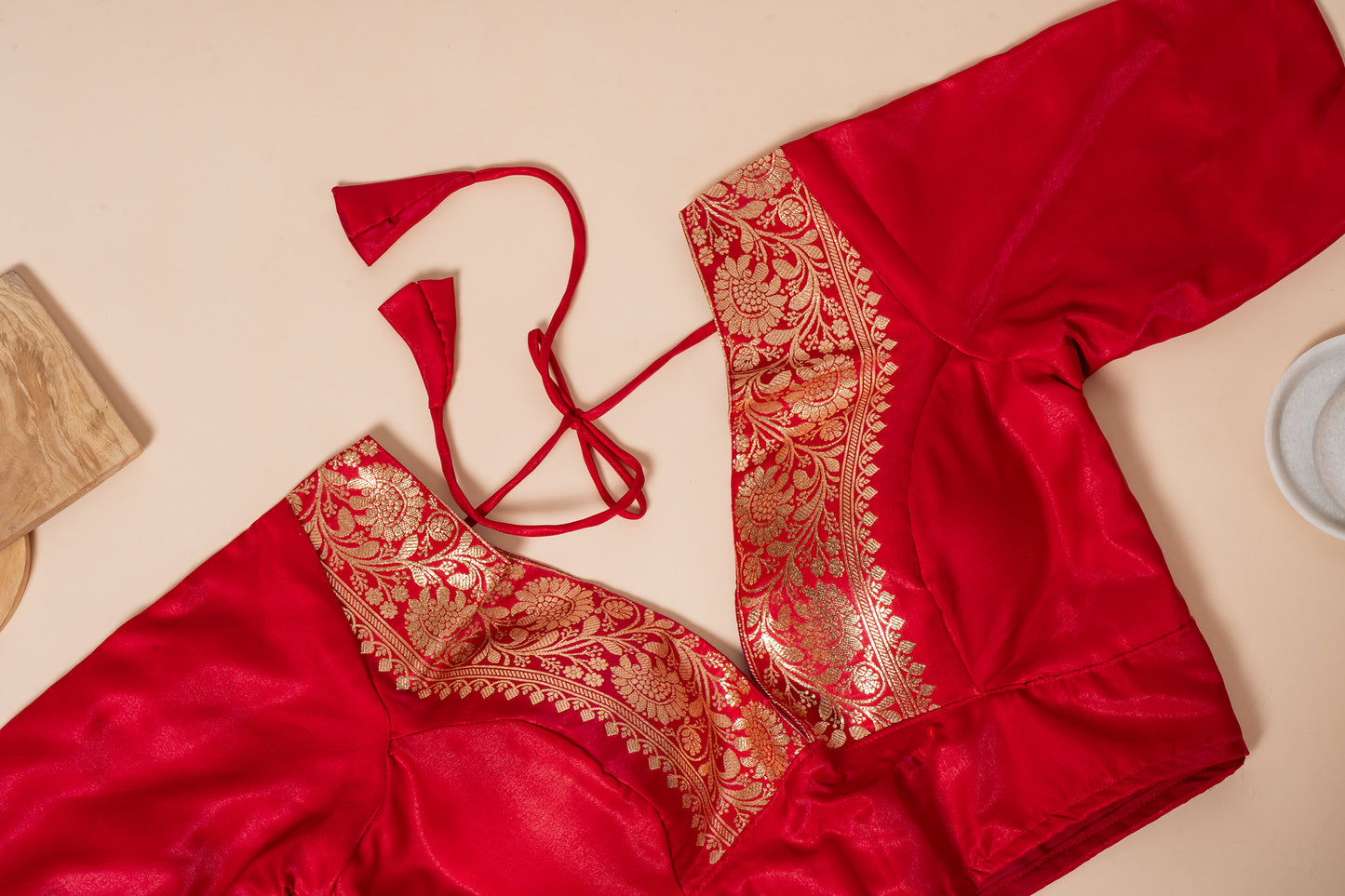 Pakhna red Banarasi border blouse