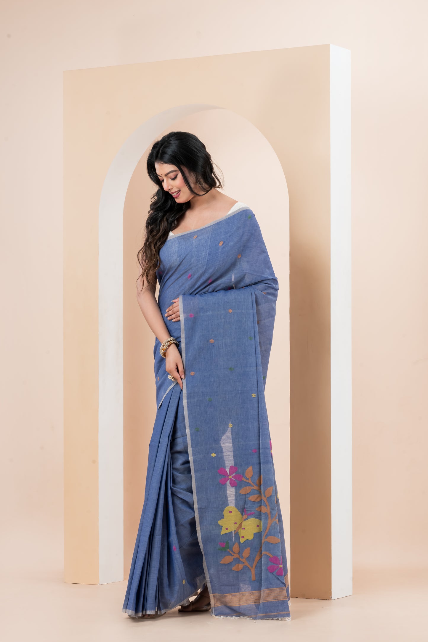 Pure Cotton handwoven needle work Jamdani Saree
