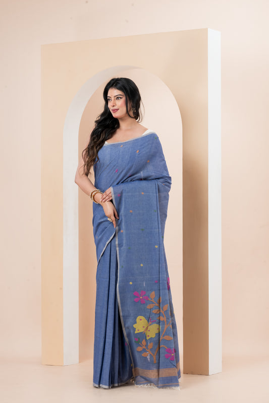 Pure Cotton handwoven needle work Jamdani Saree