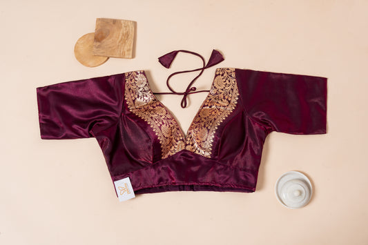 Pakhna purple Banarasi border blouse