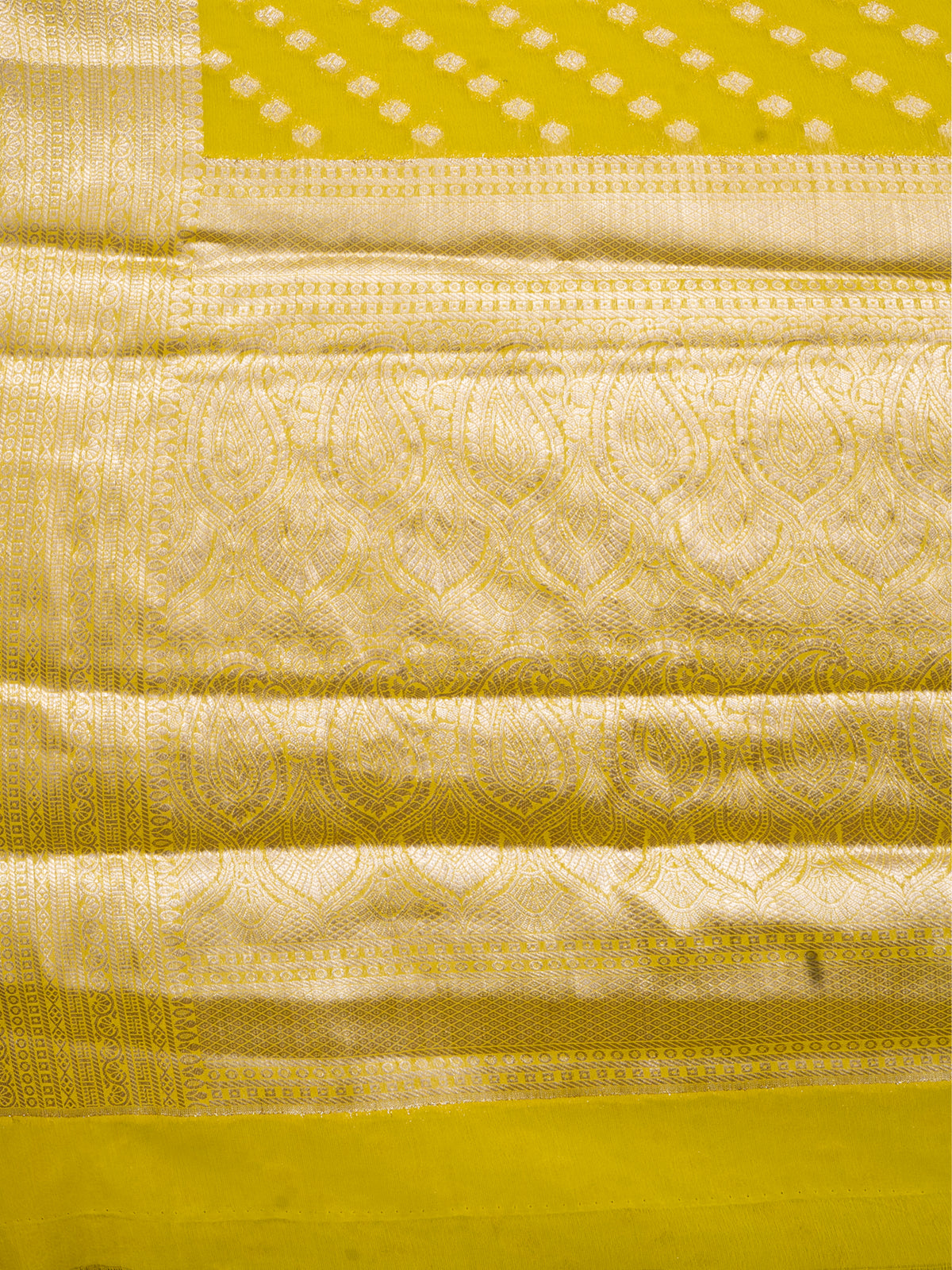 Lemon Yellow Fancy Chiffon Banarasi Saree