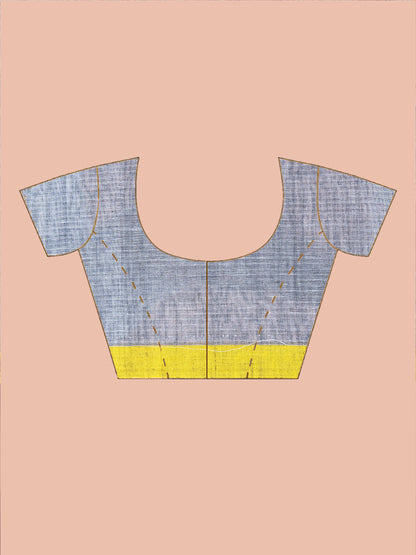 Grey and Yellow Cotton Ketia Jamdani Saree