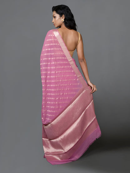 Dusty Pink Fancy Chiffon Benarasi Saree