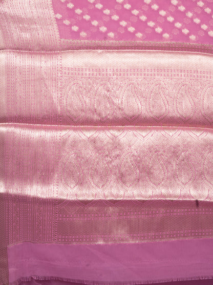 Dusty Pink Fancy Chiffon Benarasi Saree