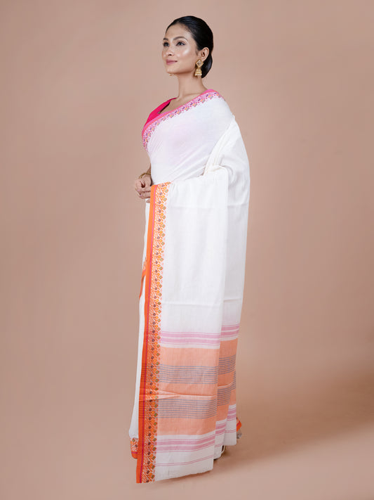 Shubhra Dhanekhali Cotton Saree