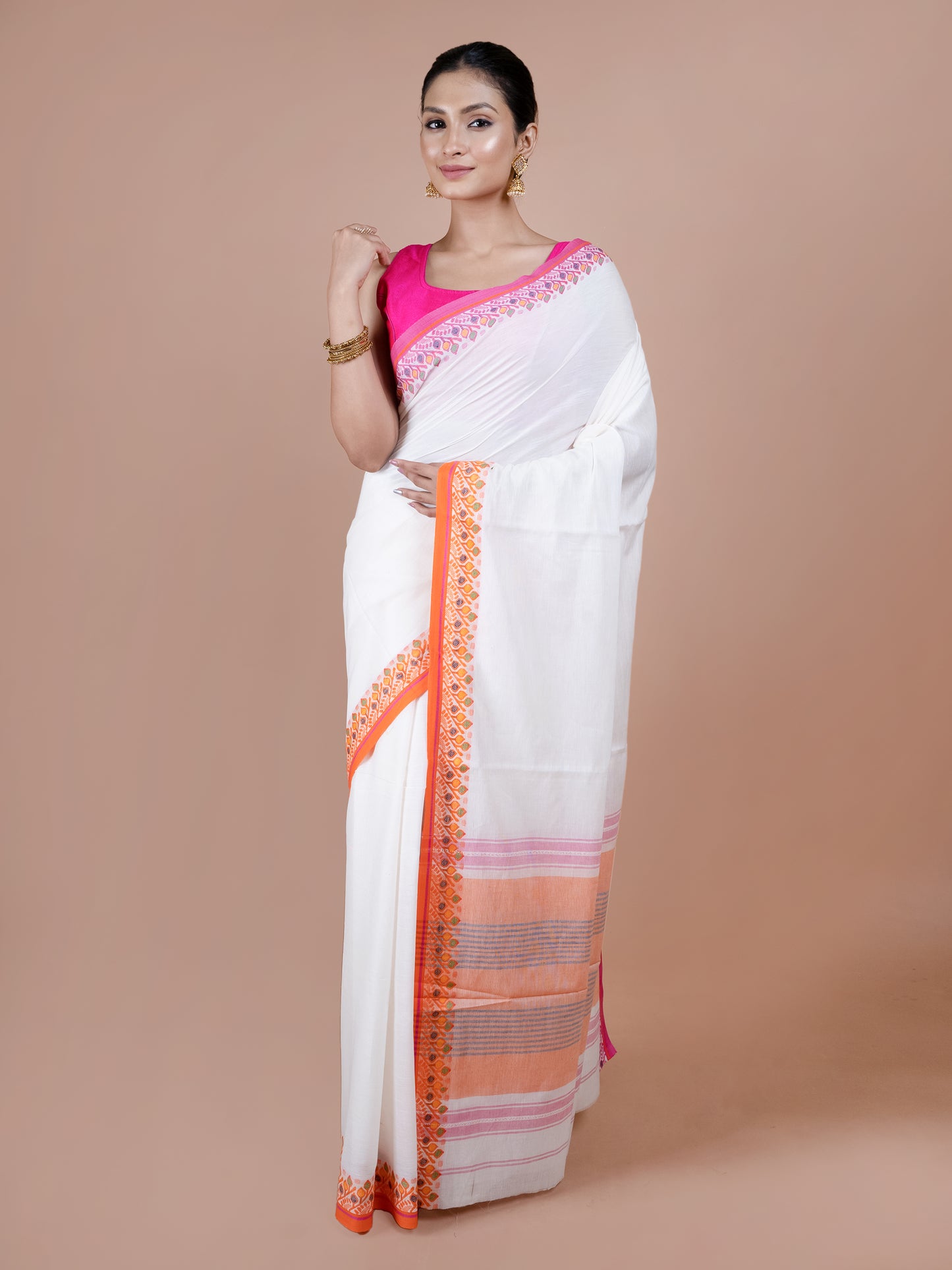 Shubhra Dhanekhali Cotton Saree