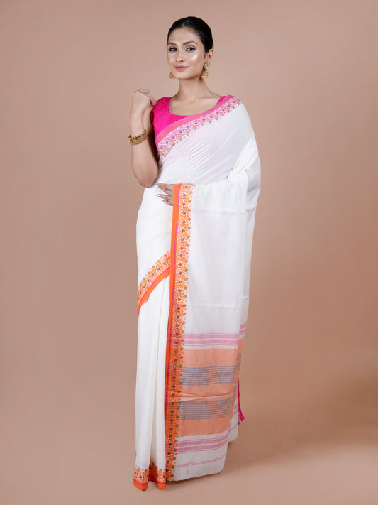 Shubhra Dhanekhali Cotton Saree
