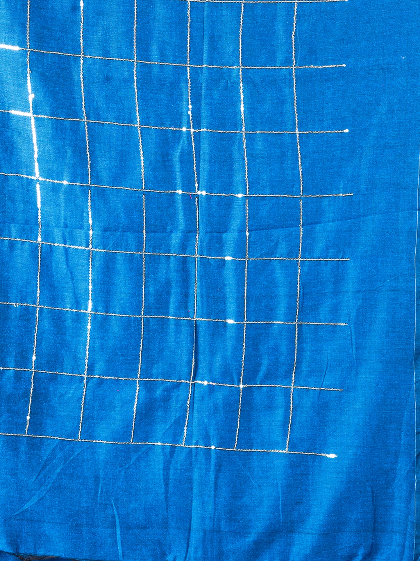 Blue Cotton Sequence Saree