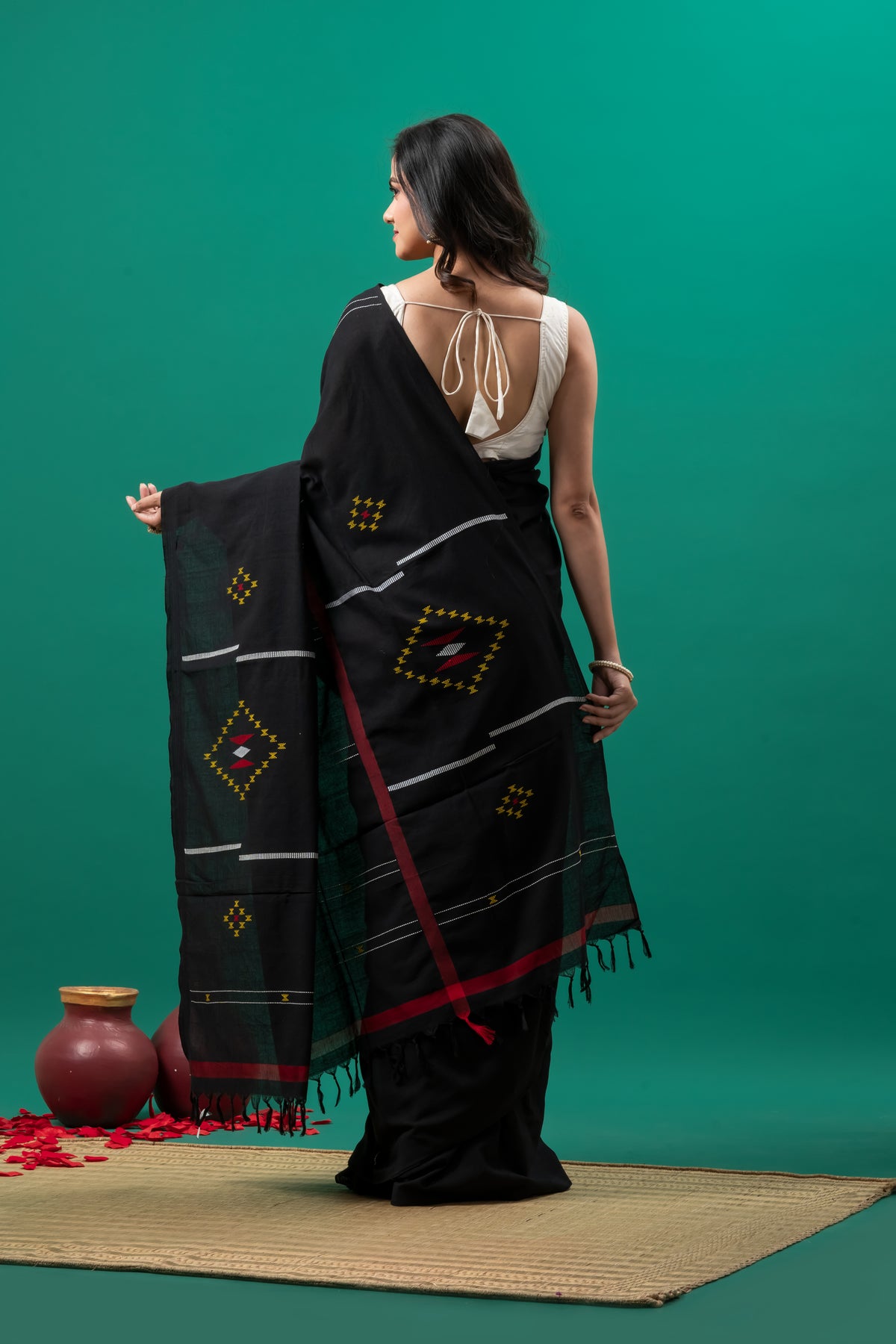 Black Bengal cotton handloom saree