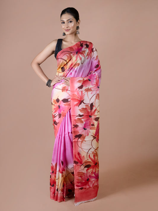 Pink Murshidabad Silk Saree