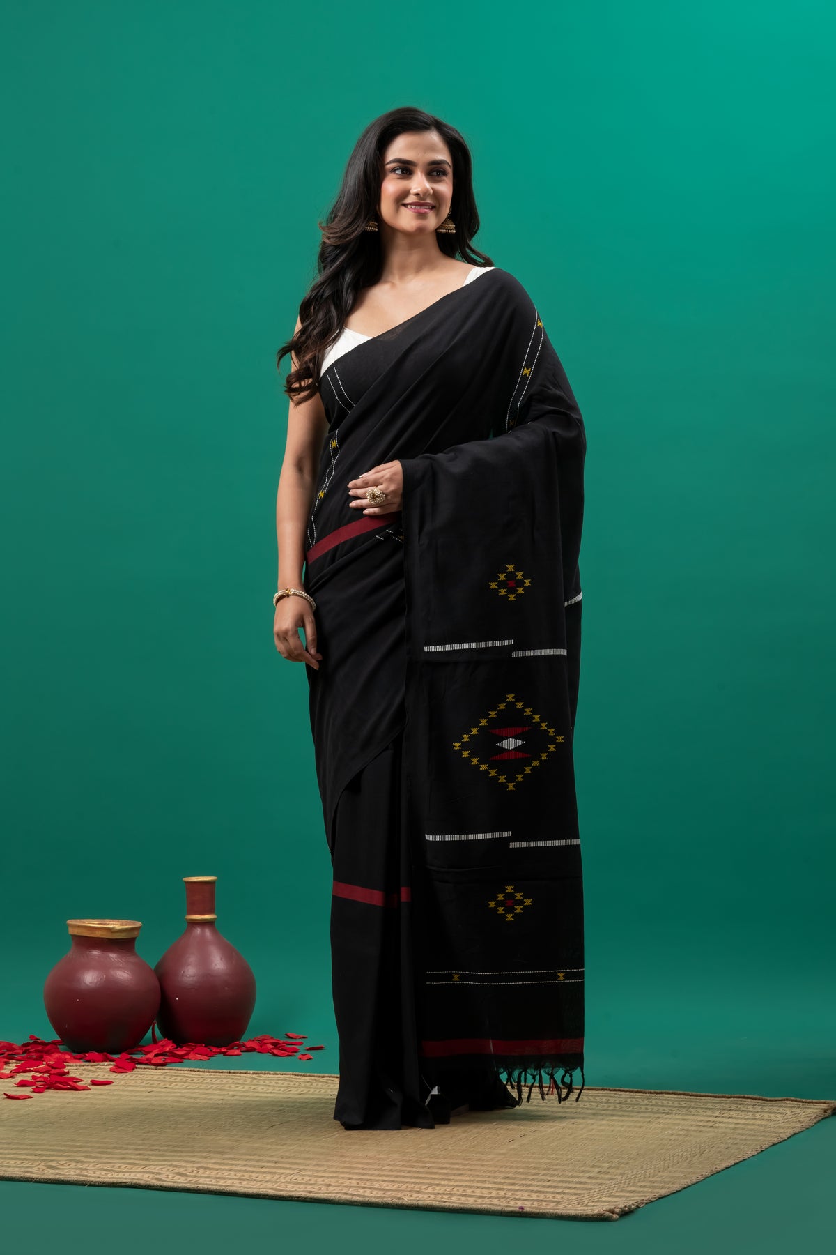 Black Bengal cotton handloom saree