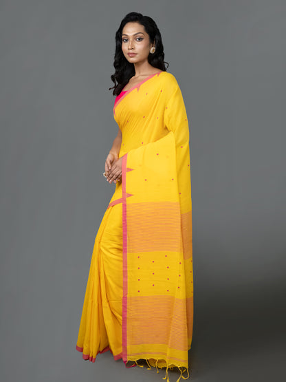 Haldi Bengal Cotton Jamdani Saree