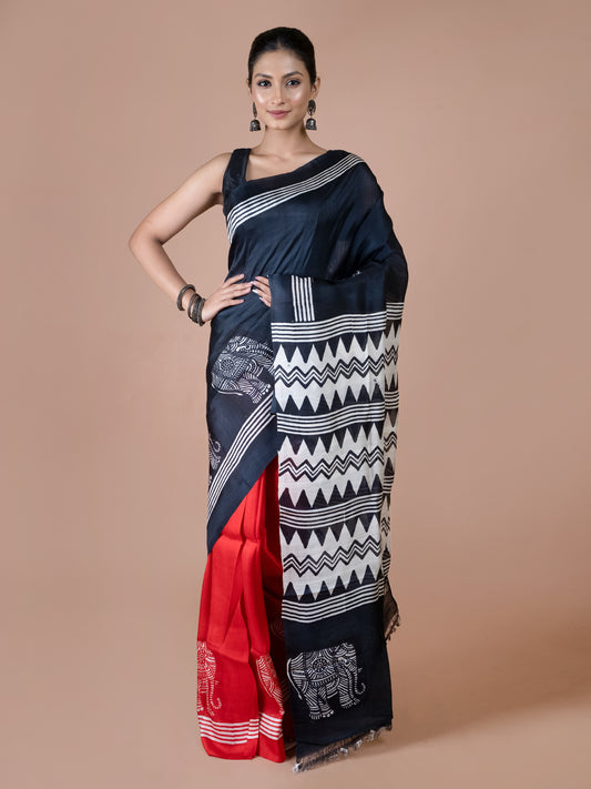 Lal-kalo Murshidabad Silk Saree