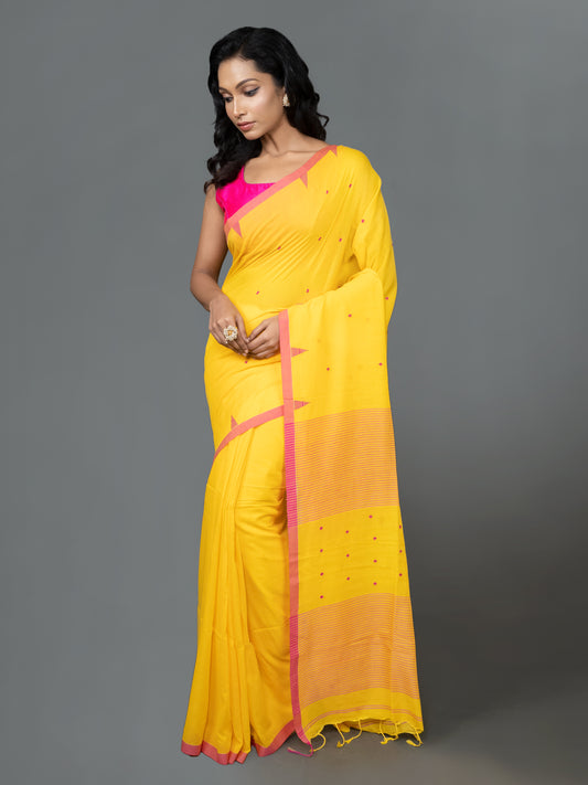Haldi Bengal Cotton Jamdani Saree